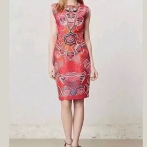 Anthropologie Pankaj & Nidhi Pink Sleeveless Mangala Dress Size 8